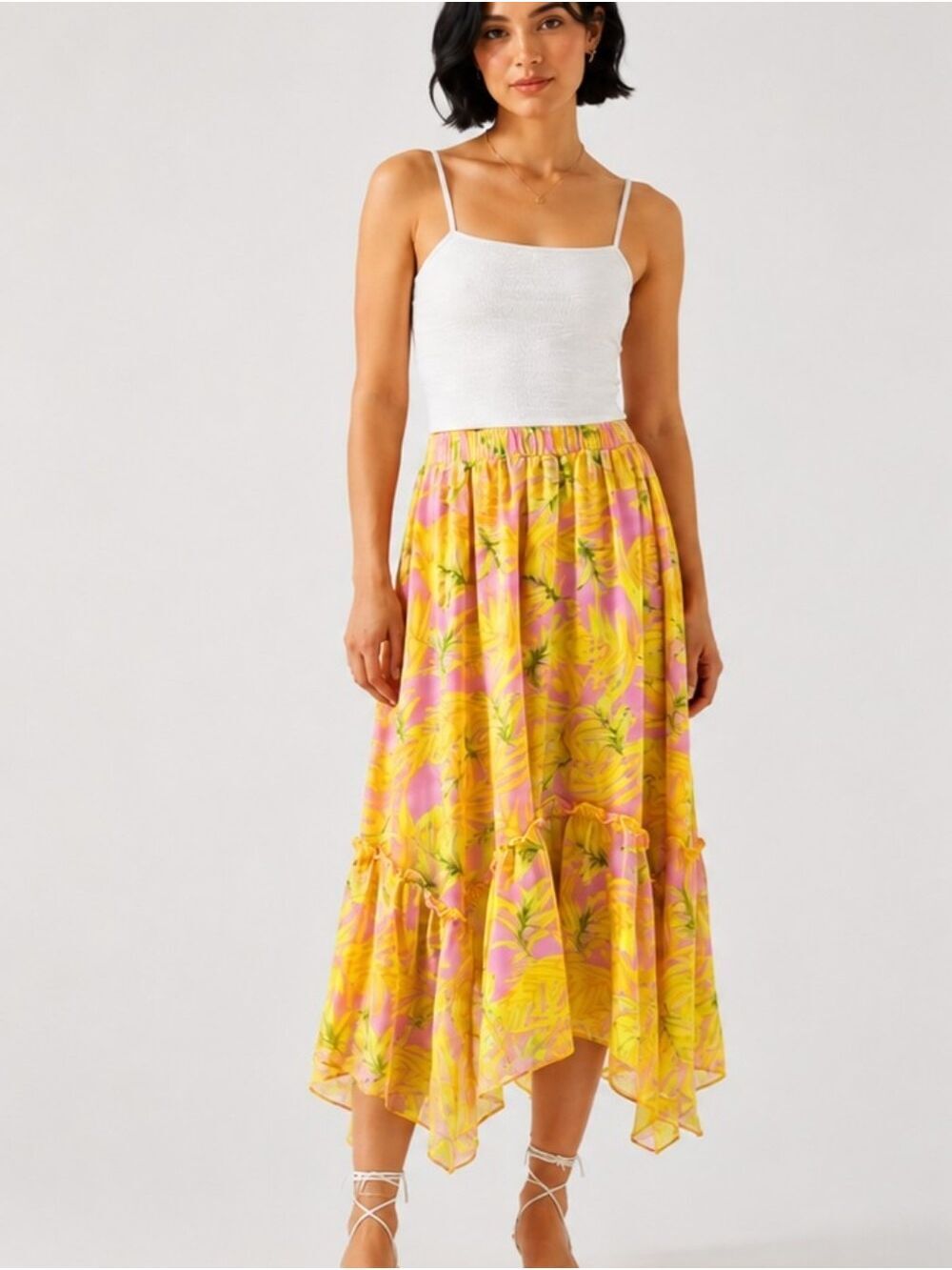 Scoop Tropical Handkerchief Hem Skirt – Size Medium (8–10)